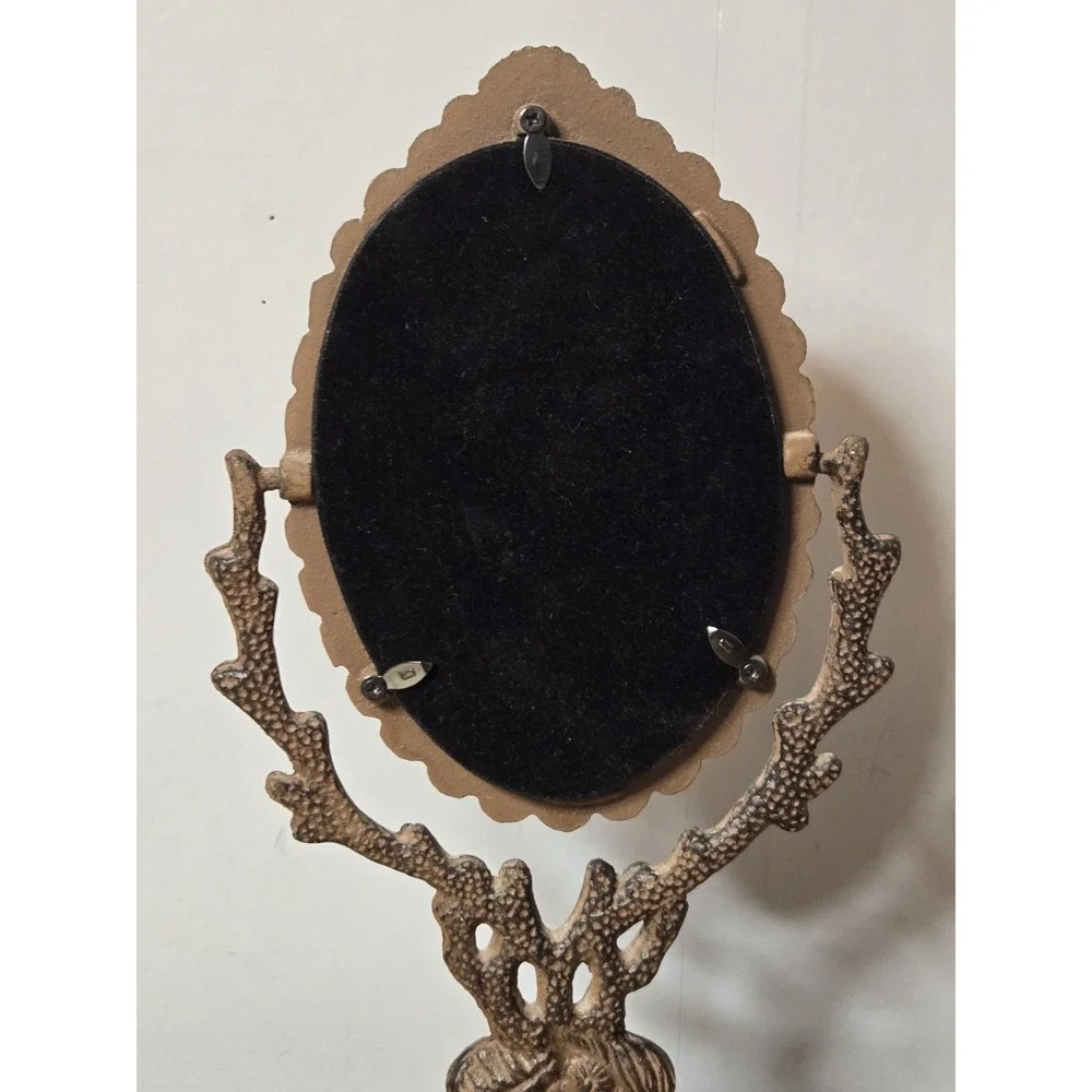 Vintage Cast Metal 13" Tiltling Mirror. Victorian Style With Seashell Details. - Picture 7 of 8